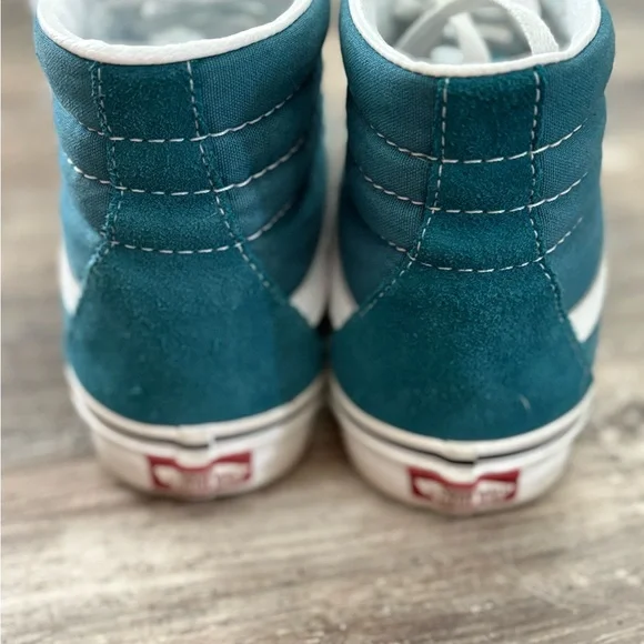 Vans SK8-HI Caribbean Blue and White High-Top Sneakers with White Laces - Picture 3 of 4